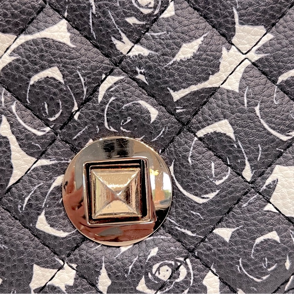 Black and White Mini Floral Gold Chain Crossbody - Picture 7 of 10